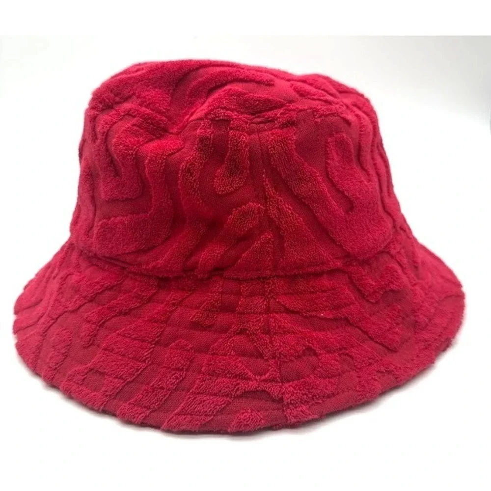 Keith Haring x H&M Red Terry Bucket Hat Size M/58 Textured Jacquard Unisex